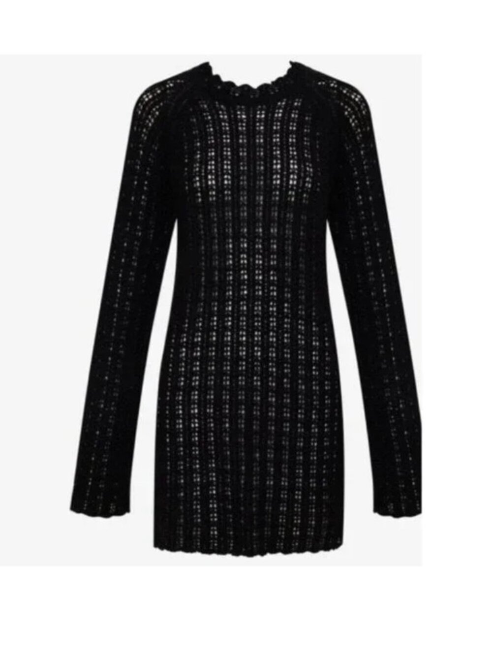 RUMORED Beyond the Sea Mini Dress Women's Small Black Open Knit Sheer NWT - Picture 2 of 8
